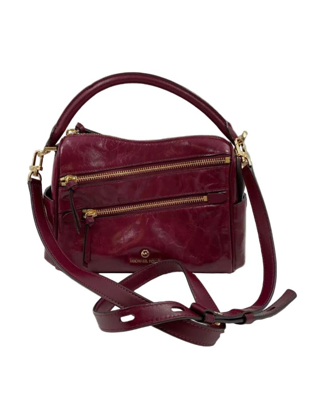 MICHAEL KORS Burgundy/Deep Berry LORIMER Small Satchel Purse w/Opt Crossbody